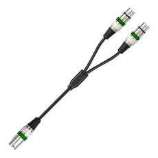 2055YMFF-05 Cavo audio XLR da 3 pin maschio a doppia femmina, lunghezza: 50 cm (nero+verde)