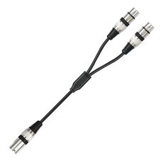 2055YMFF-05 Cavo audio XLR da 3 pin maschio a doppia femmina, lunghezza: 50 cm (nero + nero)