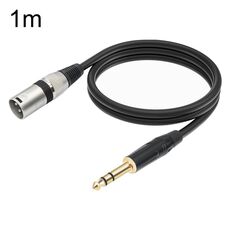 TC145BK55 Cavo per microfono maschio da 6,35 mm 1/4 TRS a XLR maschio a 3 pin, lunghezza: 1 m (nero)