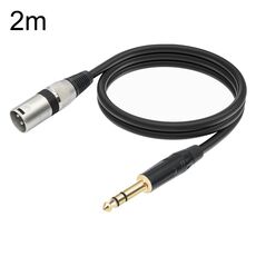 Cavo per microfono TC145BK55 da 6,35 mm 1/4 TRS maschio a XLR 3 pin maschio, lunghezza: 2 m (nero)