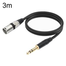 TC145BK55 Cavo per microfono maschio da 6,35 mm 1/4 TRS a XLR maschio a 3 pin, lunghezza: 3 m (nero)