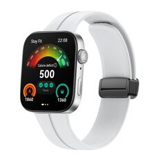 Per Huawei Watch Fit3 cinturino magnetico pieghevole in silicone con fibbia nera (bianco)