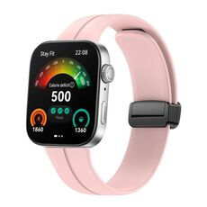 Per Huawei Watch Fit3 cinturino magnetico pieghevole in silicone con fibbia nera (rosa)