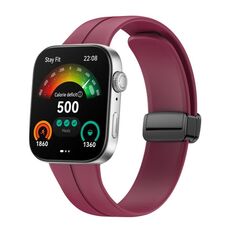 Per Huawei Watch Fit3 cinturino magnetico pieghevole in silicone con fibbia nera (vino rosso)