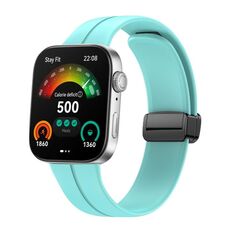 Per Huawei Watch Fit3 cinturino magnetico pieghevole in silicone con fibbia nera (verde acqua)