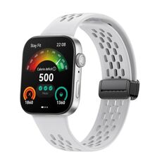 Per Huawei Watch Fit3 cinturino per orologio in silicone con fibbia nera pieghevole magnetica stile foro (bianco)