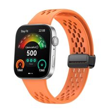 Per Huawei Watch Fit3 cinturino in silicone pieghevole magnetico con fibbia nera stile foro (arancione)