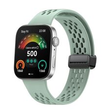 Per Huawei Watch Fit3 cinturino in silicone pieghevole magnetico con fibbia nera stile foro (grigio verde)