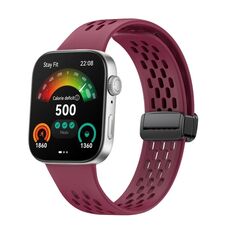 Per Huawei Watch Fit3 cinturino in silicone pieghevole magnetico con fibbia nera stile foro (vino rosso)