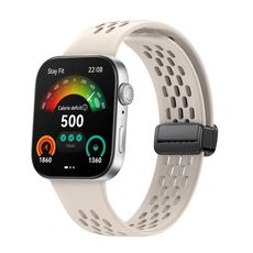 Per Huawei Watch Fit3 cinturino in silicone pieghevole magnetico con fibbia nera stile foro (Starlight)