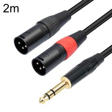 TC145YXK108RE-10 Cavo audio da 6,35 mm 1/4 TRS maschio a doppio XLR maschio, lunghezza: 2 m (nero)