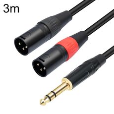 TC145YXK108RE-10 Cavo audio da 6,35 mm 1/4 TRS maschio a doppio XLR maschio, lunghezza: 3 m (nero)
