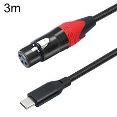 Cavo audio TY03RE tipo C maschio a XLR femmina per microfono dinamico, lunghezza: 3 m (nero)