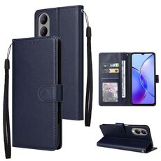 Per vivo Y17s 4G custodia per telefono in pelle con vibrazione orizzontale multifunzionale con tre slot per schede (blu navy)