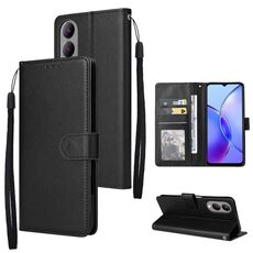 Per vivo Y17s 4G custodia per telefono in pelle con vibrazione orizzontale multifunzionale con tre slot per schede (nero)