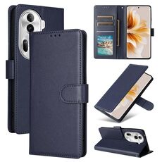 Per OPPO Reno11 Pro 5G Custodia per telefono in pelle con vibrazione orizzontale multifunzionale globale con tre slot per schede (blu navy)