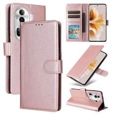 Per OPPO Reno11 Pro 5G Custodia per cellulare in pelle con vibrazione orizzontale multifunzionale globale con tre slot per schede (oro rosa)