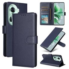 Per OPPO Reno11 5G Custodia per cellulare in pelle con vibrazione orizzontale multifunzionale globale con tre slot per schede (blu navy)