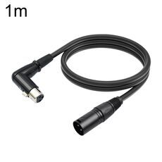 XK041L Cavo audio XLR maschio dritto a gomito femmina a 3 pin, lunghezza: 1 m (nero)