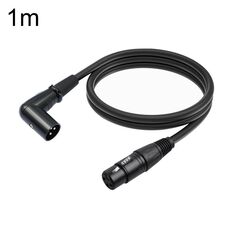XK042L Cavo audio XLR diritto da femmina a gomito maschio a 3 pin, lunghezza: 1 m (nero)