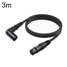 XK042L Cavo audio XLR diritto da femmina a gomito maschio a 3 pin, lunghezza: 3 m (nero)