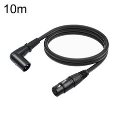 XK042L Cavo audio XLR dritto da 3 pin femmina a gomito maschio, lunghezza: 10 m (nero)