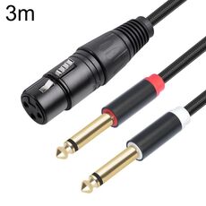 Cavo audio tipo Y XLR femmina a doppio 6,35 mm 1/4 TRS maschio 2020Y63, lunghezza: 3 m (nero)