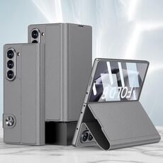 Custodia per telefono in pelle flip integrata GKK per Samsung Galaxy Z Fold6 (grigio)