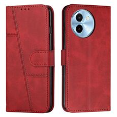 Per vivo Y38 5G Custodia per telefono in pelle con fibbia e cuciture in vitello (rosso)