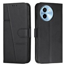 Per vivo Y38 5G Custodia per telefono in pelle con fibbia e cuciture in vitello (nero)