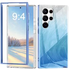 Per Samsung Galaxy S24 Ultra 5G 2 in 1 IMD Gradient Feather PC + custodia per telefono TPU (blu)