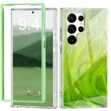 Per Samsung Galaxy S24 Ultra 5G 2 in 1 IMD Gradient Feather PC + custodia per telefono TPU (verde)
