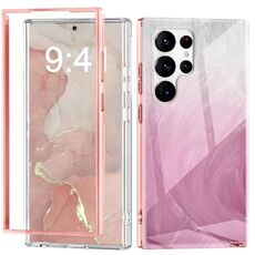 Per Samsung Galaxy S24 Ultra 5G 2 in 1 IMD Gradient Feather PC + custodia per telefono TPU (rosa chiaro)