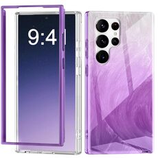 Per Samsung Galaxy S24 Ultra 5G 2 in 1 IMD Gradient Feather PC + custodia per telefono TPU (viola)
