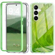 Per Samsung Galaxy S24 5G 2 in 1 IMD Gradient Feather PC + custodia per telefono TPU (verde)