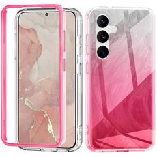 Per Samsung Galaxy S24 5G 2 in 1 IMD Gradient Feather PC + TPU Custodia per telefono (rosso rosa)