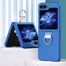 Custodia per PC Skin Feel per Samsung Galaxy Z Flip6 con anello (blu Klein)