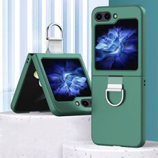 Custodia per PC Skin Feel per Samsung Galaxy Z Flip6 con anello (verde foresta)