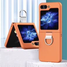 Custodia per PC Skin Feel per Samsung Galaxy Z Flip6 con anello (arancione)