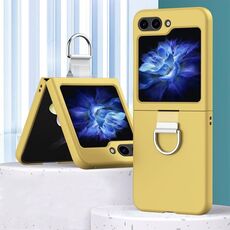 Custodia per PC Skin Feel per Samsung Galaxy Z Flip6 con anello (giallo limone)