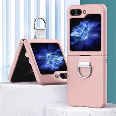 Per Samsung Galaxy Z Flip6 Custodia per telefono in PC con anello (rosa)