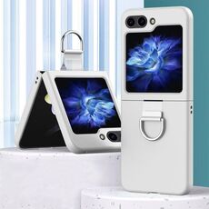 Custodia per PC Skin Feel per Samsung Galaxy Z Flip6 con anello (bianco)