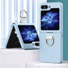 Custodia per PC Skin Feel per Samsung Galaxy Z Flip6 con anello (blu cielo)