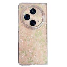 Per OPPO Find N3 Custodia per telefono con texture a conchiglia perlescente (rosa verde)