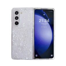 Per Samsung Galaxy Z Fold6 Custodia per telefono con texture a conchiglia perlescente (bianca)