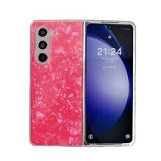 Per Samsung Galaxy Z Fold6 Custodia per telefono con texture a conchiglia perlescente (rossa)