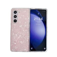 Per Samsung Galaxy Z Fold6 Custodia per telefono con texture a conchiglia perlescente (rosa)