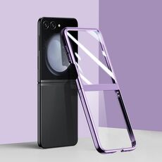 Per Samsung Galaxy Z Flip6 Custodia per telefono trasparente per PC con placca per finestra grande (viola)