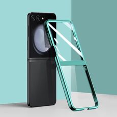 Per Samsung Galaxy Z Flip6 Custodia per telefono trasparente per PC con placca per finestra grande (verde)