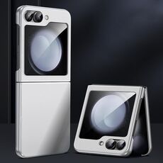 Custodia per telefono pieghevole in PU con telaio elettrolitico per Samsung Galaxy Z Flip6 (bianca)